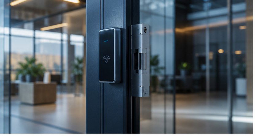 Access control security door background