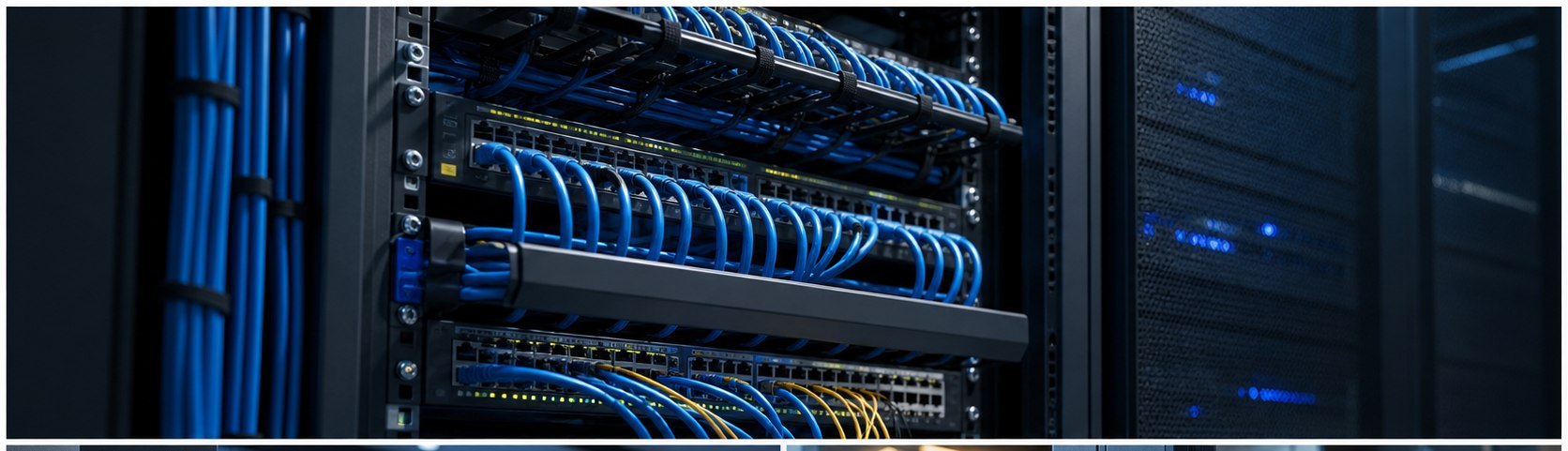 Network cabinet structured cabling background